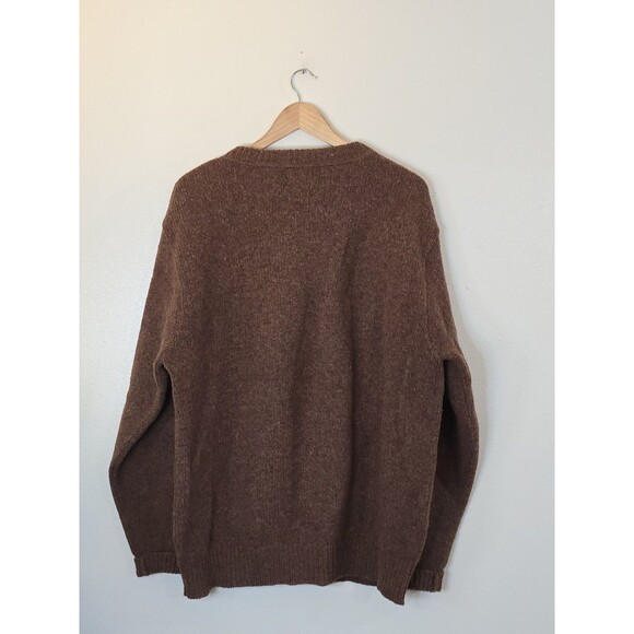 LL Bean Mens Wool Sweater Size Large Tall Brown Crewneck Pullover Cozy Cabincore - Picture 7 of 10
